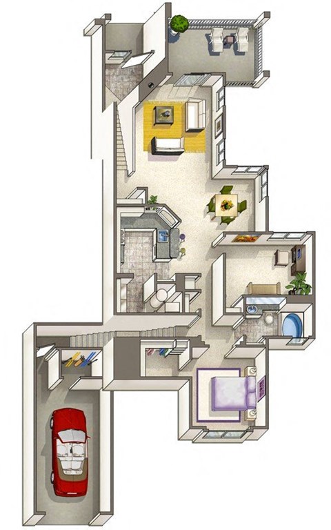 Floor plan for 1 bed, 1 bath, 1123 sqft